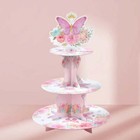 Watercolour Pink Floral Butterfly 3 Tier Cake Stand Insect Bug Garden Decoration