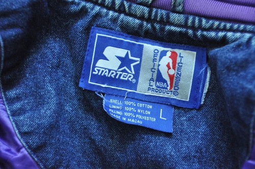Phoenix Suns Starter Denim Jacket Vintage 90's Purple NBA Big Logo Men Large - Picture 4 of 11