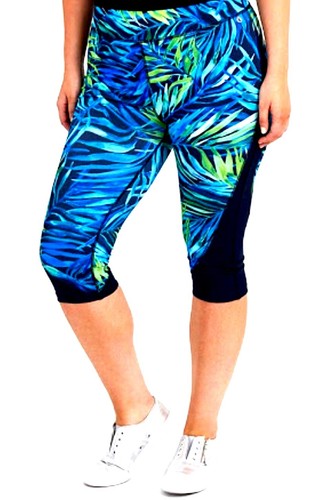 plus sz S /16 TS TAKING SHAPE Tropical Burst Knee Short Pant Gym Activewear NWT - Picture 3 of 6