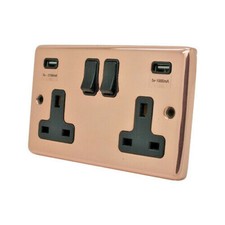 Bright Shiny Polished Copper Plug Sockets Light Switches Dimmers - Whole Range B