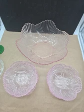 Viking Dalzell Pink Claim Shell Serving Bowl And 6 Individual Bowls Set