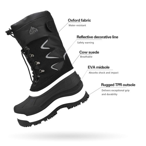 NORTIV 8 Men's Snow Boots Water-proof Insulated Fur Liner Winter Hiking Work US - Picture 17 of 28