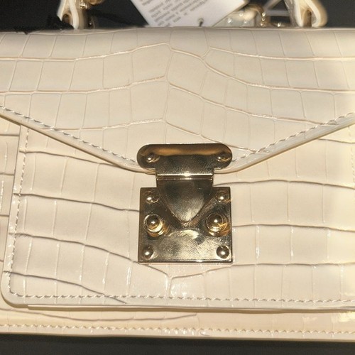 NWT Authentic Divina Firenze Pebbled Italian Leather Cream Crossbody Bag - Picture 8 of 10