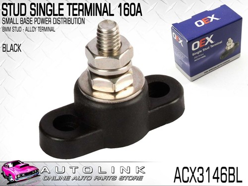 SMALL BASE POWER DISTRIBUTION STUD SINGLE TERMINAL 160A BLACK ACX3145BL - Picture 1 of 4