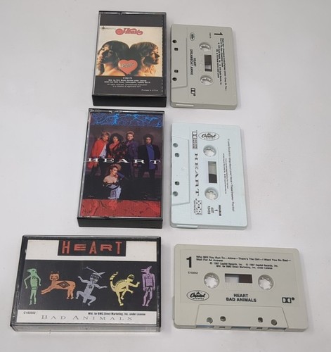 Vintage Heart Cassette Tape Lot Bad Animals Dreamboat Annie Rock 70s 80s