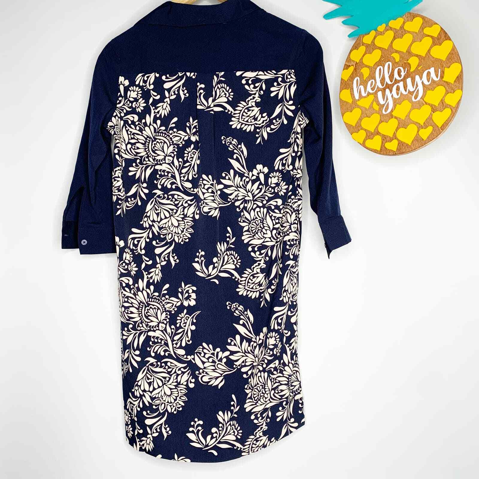 LOFT | Blue Hidden Button Front Collared Shift Dr… - image 4