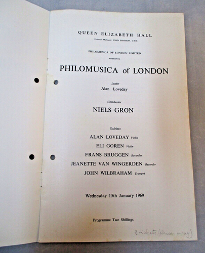Philomusica of London Programme - Queen Elizabeth Hall - 1969 - Vintage Retro - Picture 2 of 6