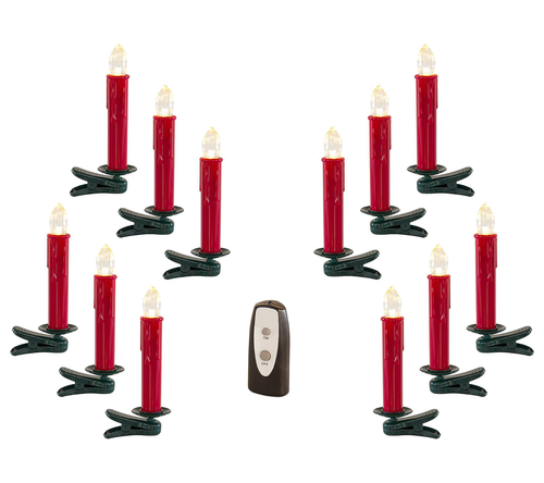 Rare RED Melrose Wireless Clip-on Plastic LED Tree Taper Candle Set of 12 Remote - Picture 2 of 24
