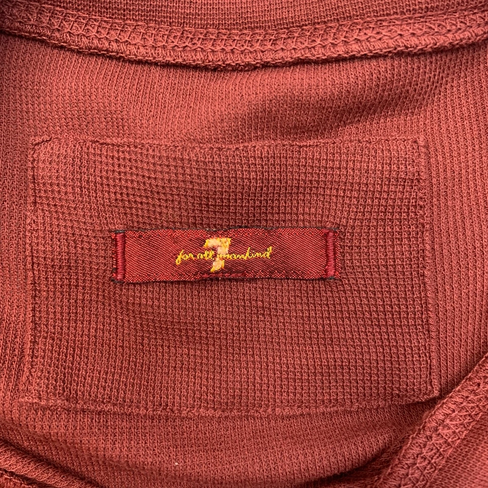 Camisa Henley 7 For All Mankind Hombres S Pequeña Ajustada Elastizada Algodón Manga Larga *LEER Foto 4 de 4