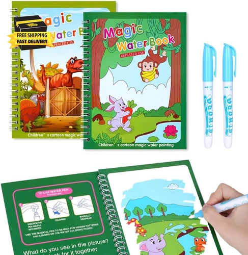 Water Coloring Book for Toddler, 2 Pack Water Painting Book for Toddlers, Paint 