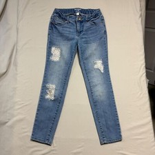 Target Cat  Jack Jeans Girls10 Super Skinny Blue Lace Distressed Denim Rockstar
