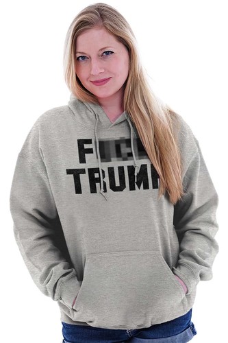 F**k Trump Funny Anti USA Presidential Gift Adult Long Sleeve Hoodie Sweatshirt - Picture 5 of 11