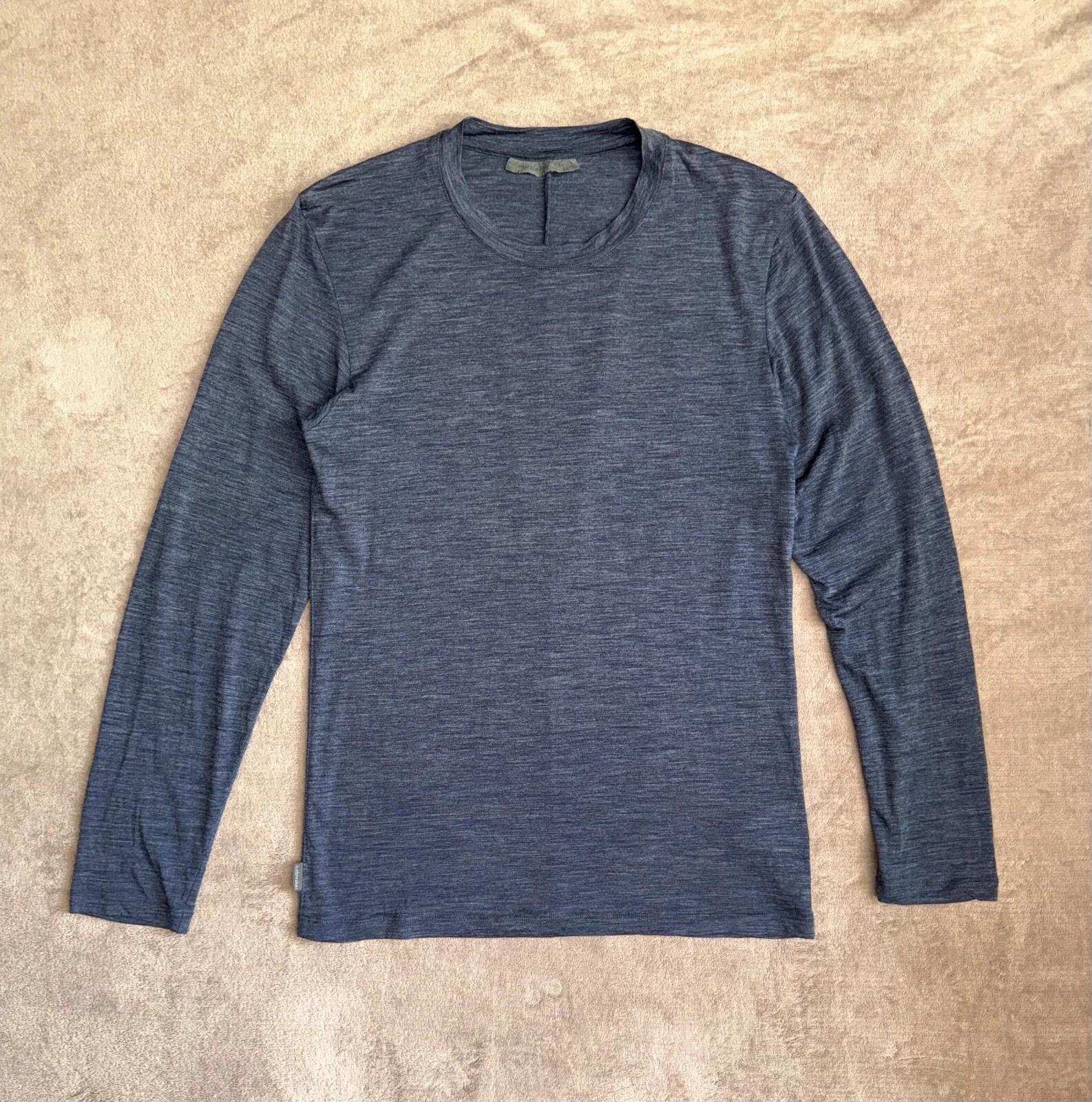Icebreaker Thermal Top Long Sleeve Blue Shirt Wool Base Layer S-M