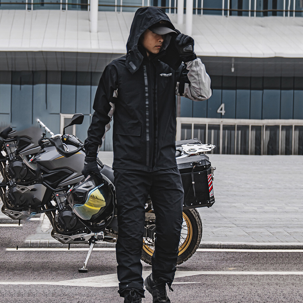 Motorcycle Rain Suit Waterproof 2 Piece Set Rain Jacket + Pants (M) AU