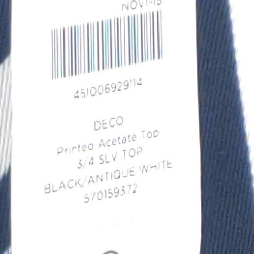 NWT Chico's Travelers Printed Acetate 3/4 Sleeve Top Black Antique White Size 0 - Picture 6 of 12