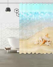 Luminous Beach Waterproof Bath Polyester Shower Curtain Liner Water Resistant