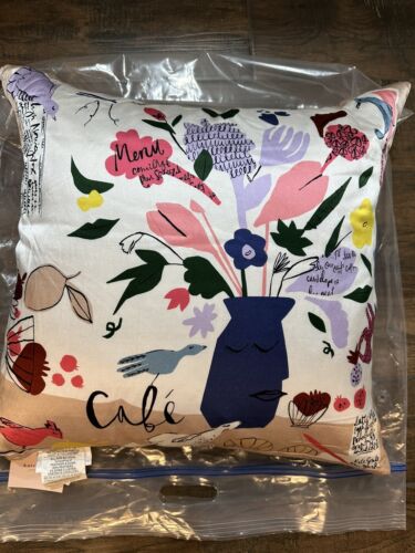 New Kate Spade New York Cafe Birds Floral Decorative Pillow - Picture 2 of 3