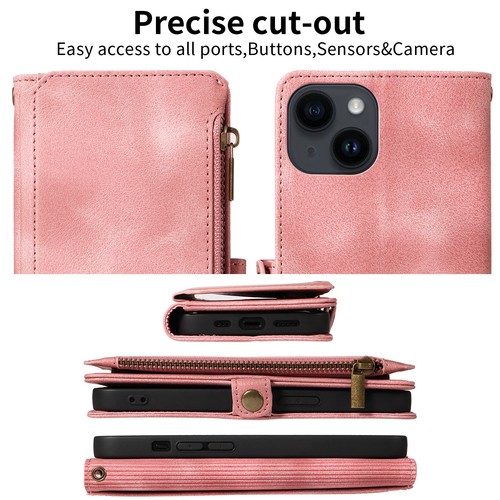 Damen Flip Reißverschluss Brieftasche Handy Hülle für iPhone 14 13 12 11 Pro Max X/XS XR SE2 - Bild 16 von 22