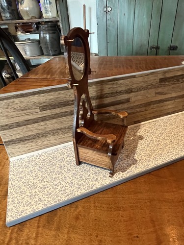 Dollhouse Miniature Artisan Country Wood HALL SEAT HAT RACK W/Mirror Artist Made - Picture 10 of 12