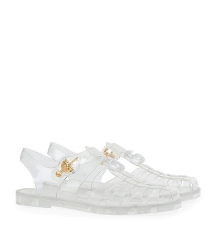 Sandalias planas transparentes transparentes transparentes transparentes transparentes transparentes con logotipo de Gucci $490 - Imagen 3 de 12