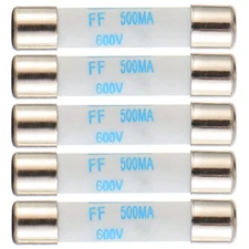 BOJACK Digital Multimeter Fuse 0.5A 500Ma 600V DC Fast Acting Nickel-Plated Bras