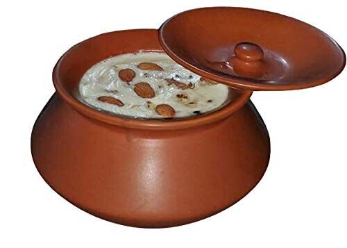 Clay Dahi Handi With Lid (2L), Brown - Bild 1 von 5
