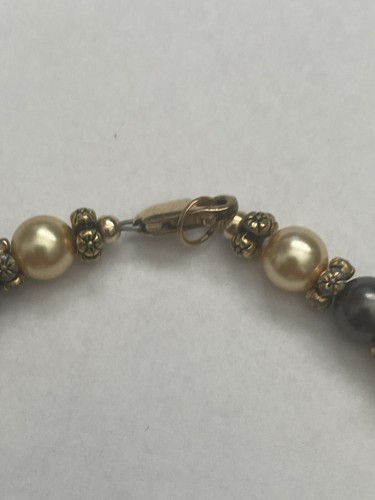 Pulsera vintage llena de oro 14/20 con perlas blancas y negras - Imagen 2 de 5