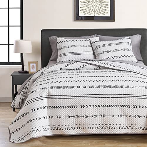 FlySheep White Boho Quilt Set King Size 