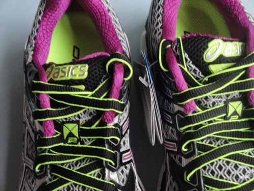 NEW  WOMENS ASICS T3P9N (D) Black /Orchid / Flash Yellow RUNNING SHOE US Size 5 