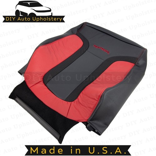 2014 For Ford F-150 Raptor Passenger Top/Bottom Leather Seat Covers Black & Red - Picture 7 of 15