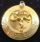 1.25" Diameter Pendant Jewelry Religious Locket Goldtone Angel Rhinestone Appx