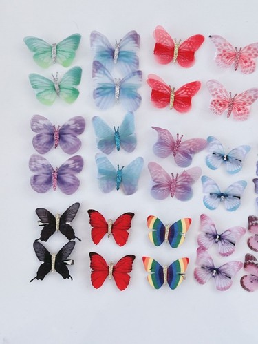 2 Women Girl Fairy Fancy Lace Woodland Party BUTTERFLY Wing Head Hair Clips pin - Picture 8 of 37