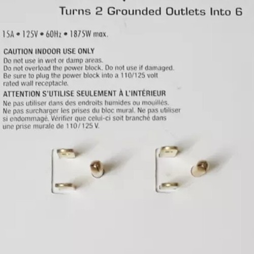 6 Grounded Outlets Tap Electric General Wall Outlet Extender 6 Prong Multi Plug - Picture 7 of 7