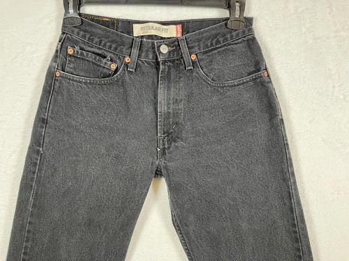Levi's 505 Mens Black Straight Leg Jeans Size 31 Mid-Rise Logo Denim Pants - Picture 2 of 13