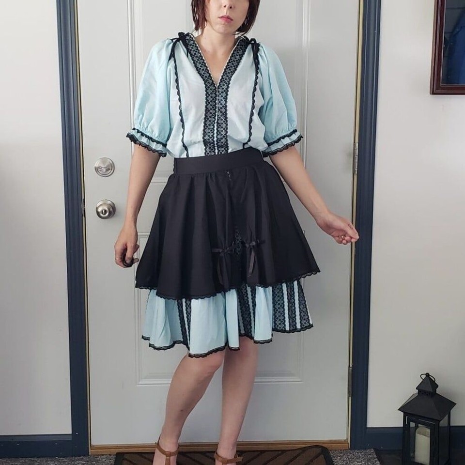 Vintage Blue and Black Square Dance Skirt and Top Set eBay