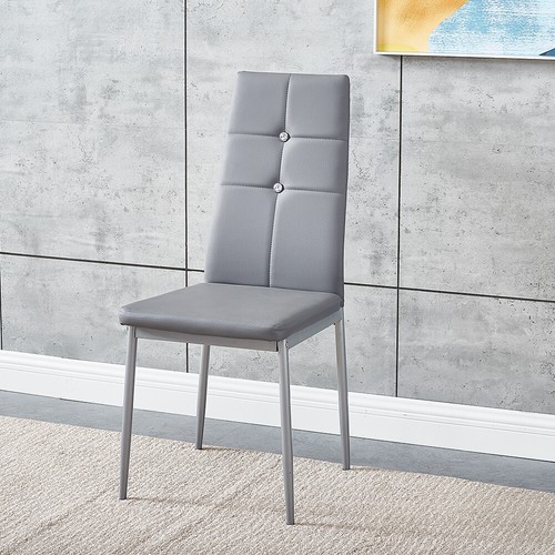 Set of 4 Modern grey dining chairs dining room chair faux leather home furniture - Picture 6 of 9
