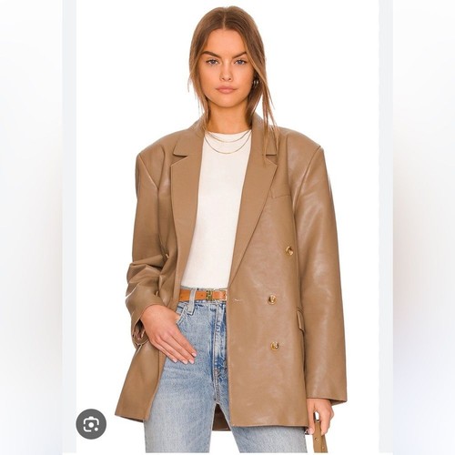 New Pistola Roman Oversized Double Breasted Taupe Blazer Size Medium Retail $298 - Picture 3 of 10