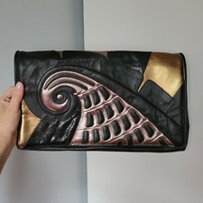 Black Metallic Vintage 1980's Clutch CROSSBODY