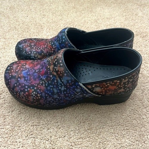 Dansko Leather Polka Dot Galaxy Slip On Comfort Clogs Work Shoes - Picture 2 of 7