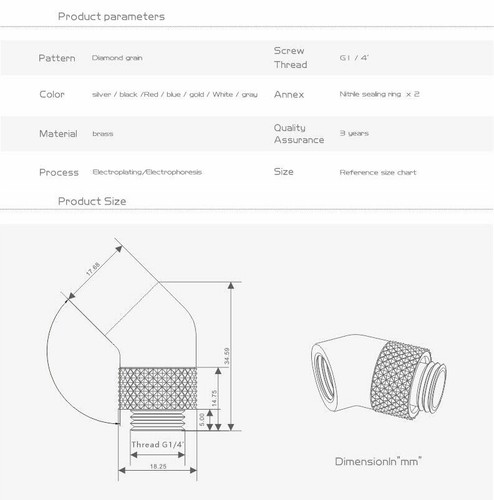 4 Pcs FreezeMod Angle 45 Degree G1/4" Rotary Extender Fitting Male to Female SL - Afbeelding 4 van 4
