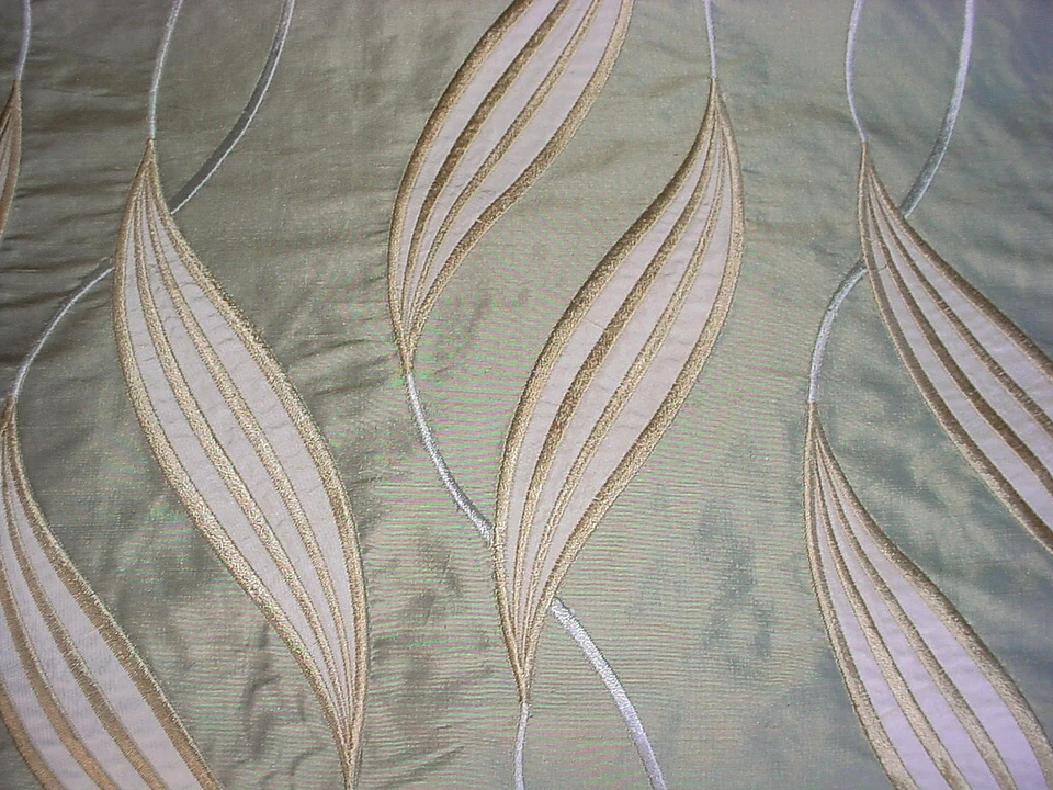 6-1/2Y Scalamandre ZS 00013554 Channing Embroidered Silk Leaf Upholstery Fabric - Image 3 of 4