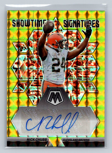 2023 Mosaic Football #SS-NC Nick  Chubb -Showtime Signatures GOLD 03/10-Browns - Picture 1 of 2