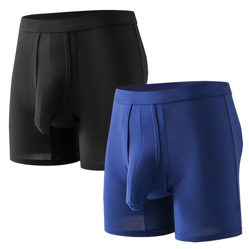 Men Separated Pouch Long Boxer Briefs Comfy Breathable Underwear Plus 6XL Shorts - Picture 14 of 23