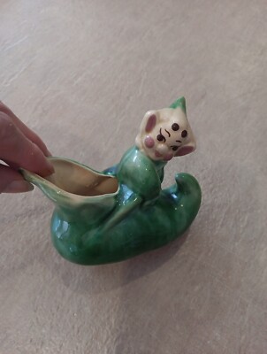 Vintage Walker California Pottery Green Shoe Pixie Planter