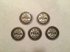 (5) PGA Professional Golfers' Association 1" Flat Coin Style Golf Markers 