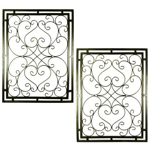 Metal Wall Decor Set/2 Scrolled Metal Wall Decor Metal Wall Panel Garden Decor 68296187133 eBay