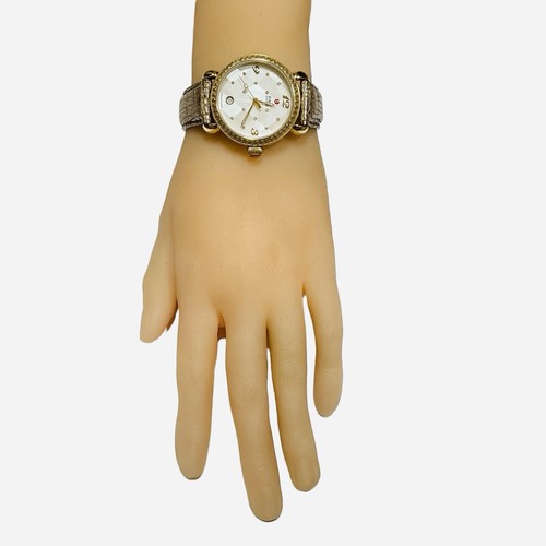 Michele CSX Diamond Quilted Mosaic Watch 114 Diamonds Leather Glitter Band Works - Picture 7 of 12
