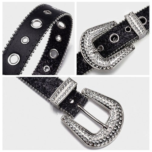Lady Sequin Leather Bling Belt Western Cowgirl Waist Belt for Jeans Pants Belt - Picture 9 of 16