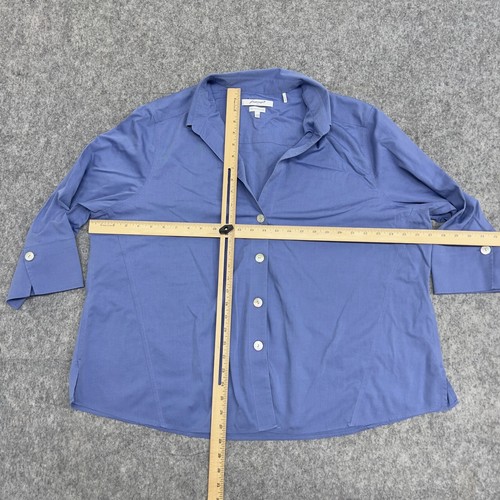 Foxcroft Top Damen 22W blau geformt NYC Heritage bügelfrei 3/4 Arm Kragen - Bild 7 von 11