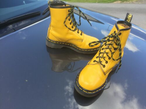Dr Martens 1460 yellow smooth leather boots Made in England UK 4 EU 37 - Picture 2 of 9